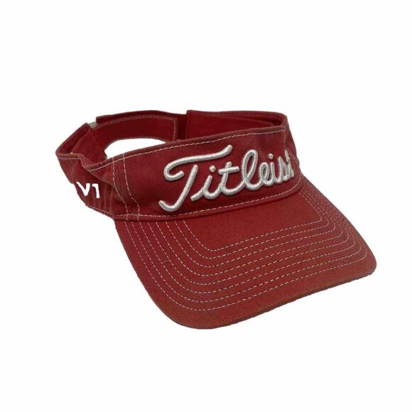 Titleist Pro V1 Red Adjustable Embroidered Golf Visor Cap Hat - Picture 1 of 12